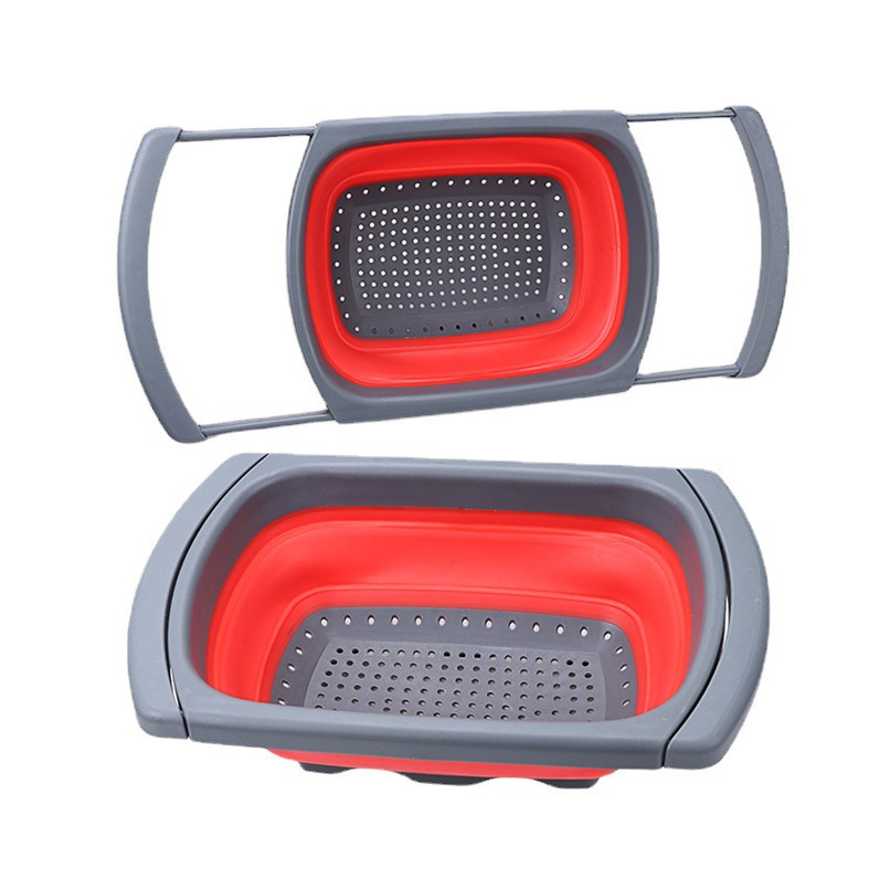 Foldable cutting board, expandable drain basket, square vegetable washing basket, household fruit basket, kitchen tool