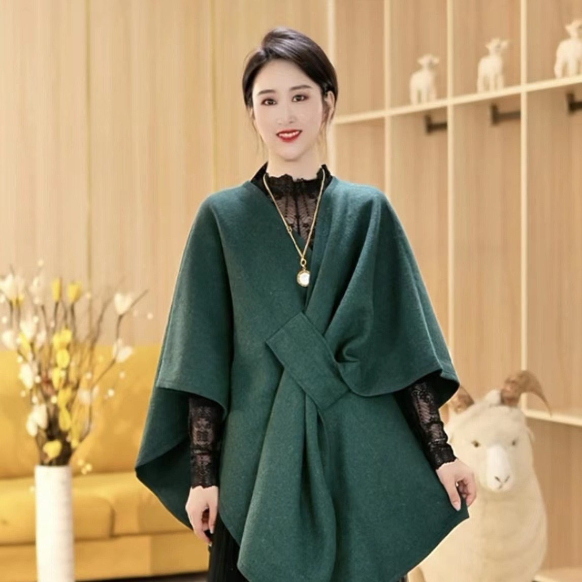 Live Autumn Winter Loose Scarf Shawl Outer Wear Cape Cape Shawl Women 0961#