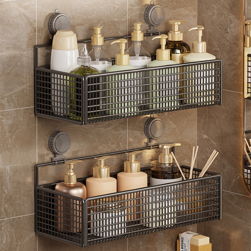 Suction Cup Storage Rack, Kitchen Bathroom No-drill Wall-mounted Storage Box, Basin Rack