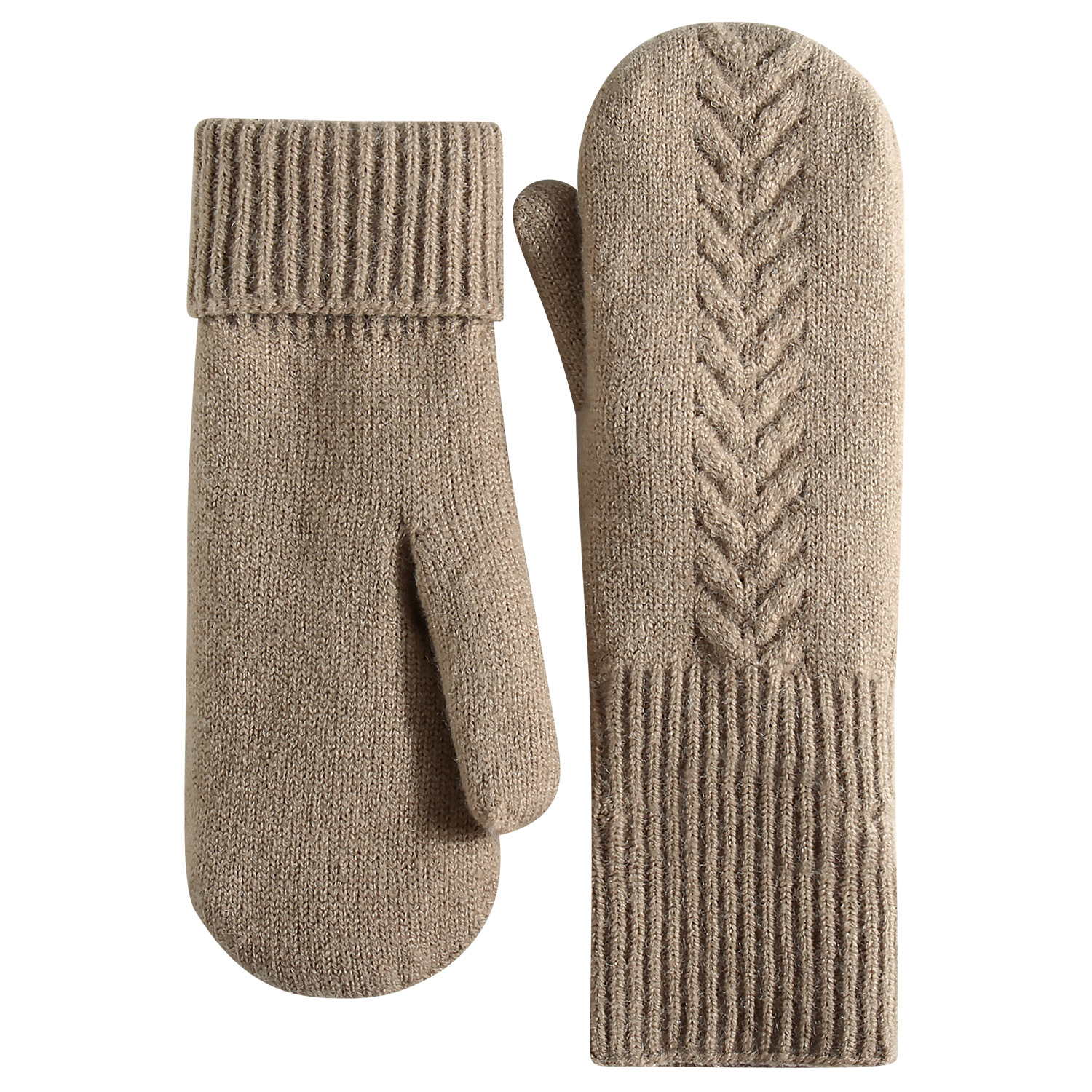 New Knitted Gloves Women Winter Double-Layer Fleece-Lined Thick Warm Mittens Cycling Mittens