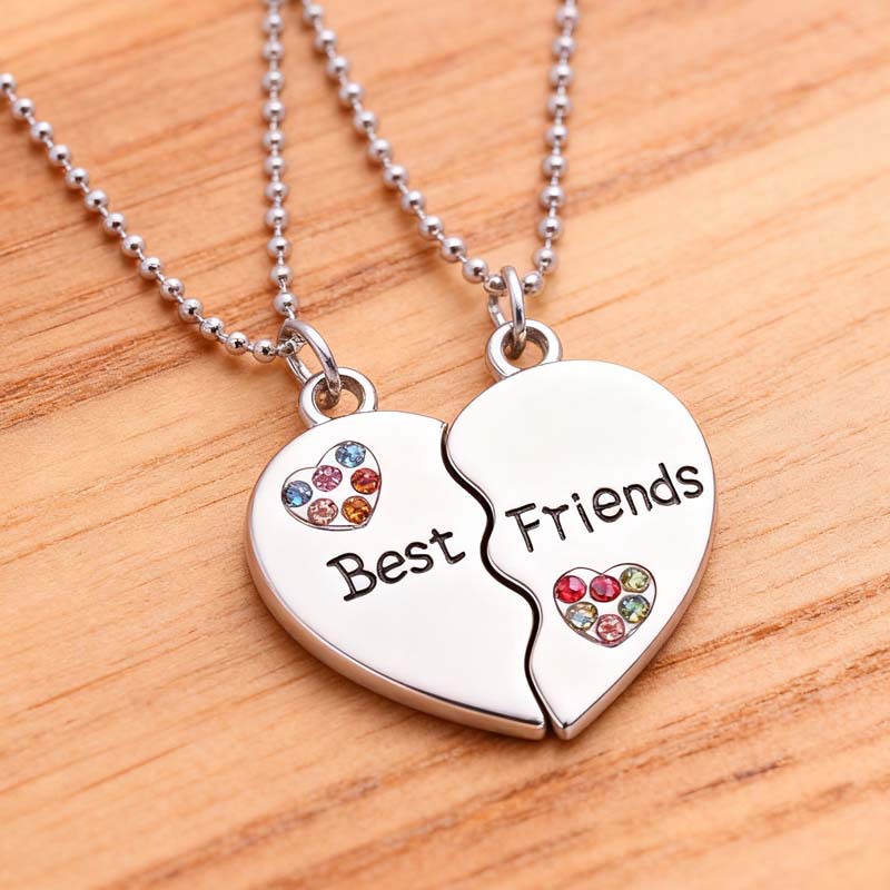 Sun Moon Stars Split Necklace for Best Friend froever Good Friends BFF Heart Split Necklace