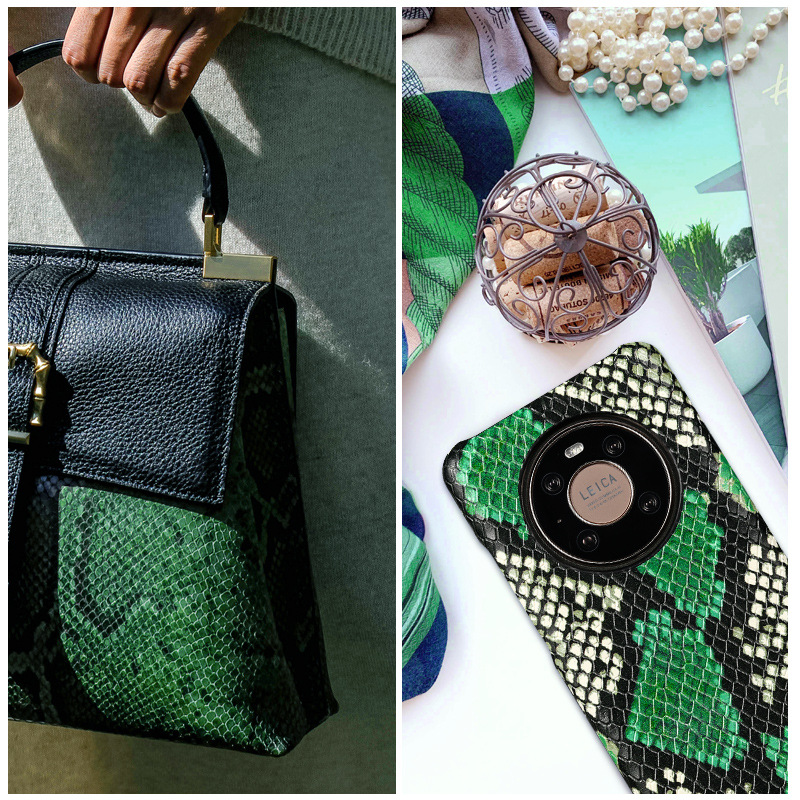 Applicable Huawei Mate 50 Pro phone case genuine leather anti-drop P40/30 python pattern male female protective case Pro