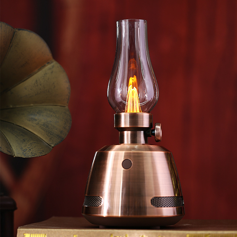 New Outdoor Camping Lantern Atmosphere Light Speaker Flame Kerosene Lamp Bluetooth Speaker