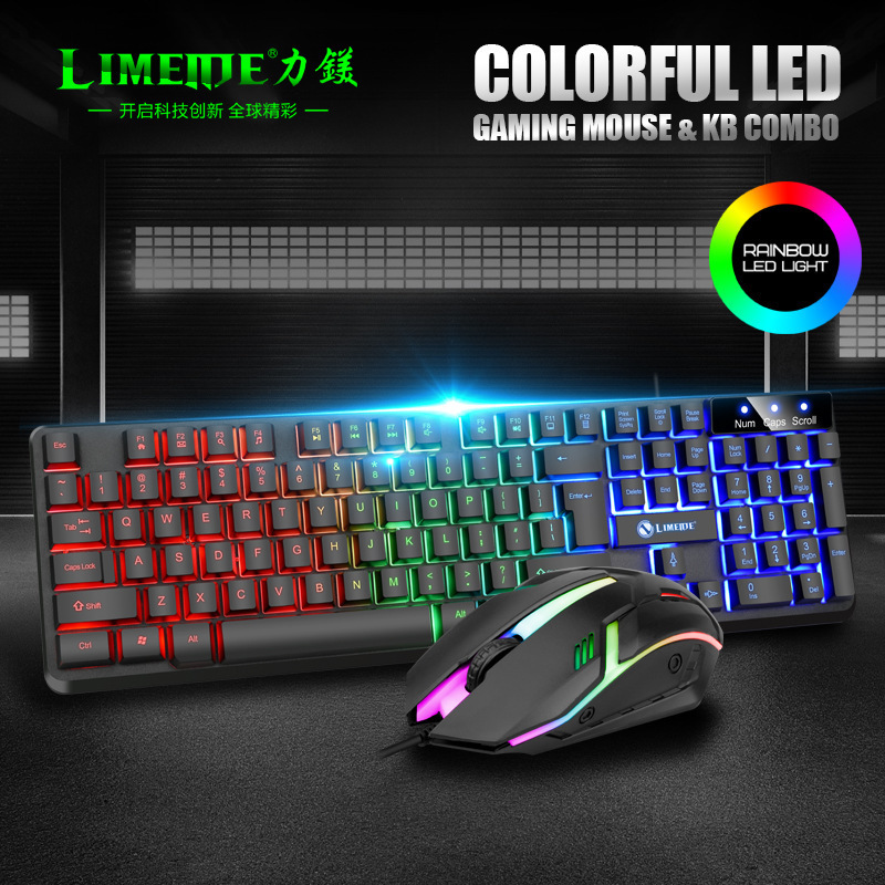 Limei GTX350 Illuminated Keyboard and Mouse Combo Floating Keyboard Mechanical Feel Gaming Mouse and Keyboard Set