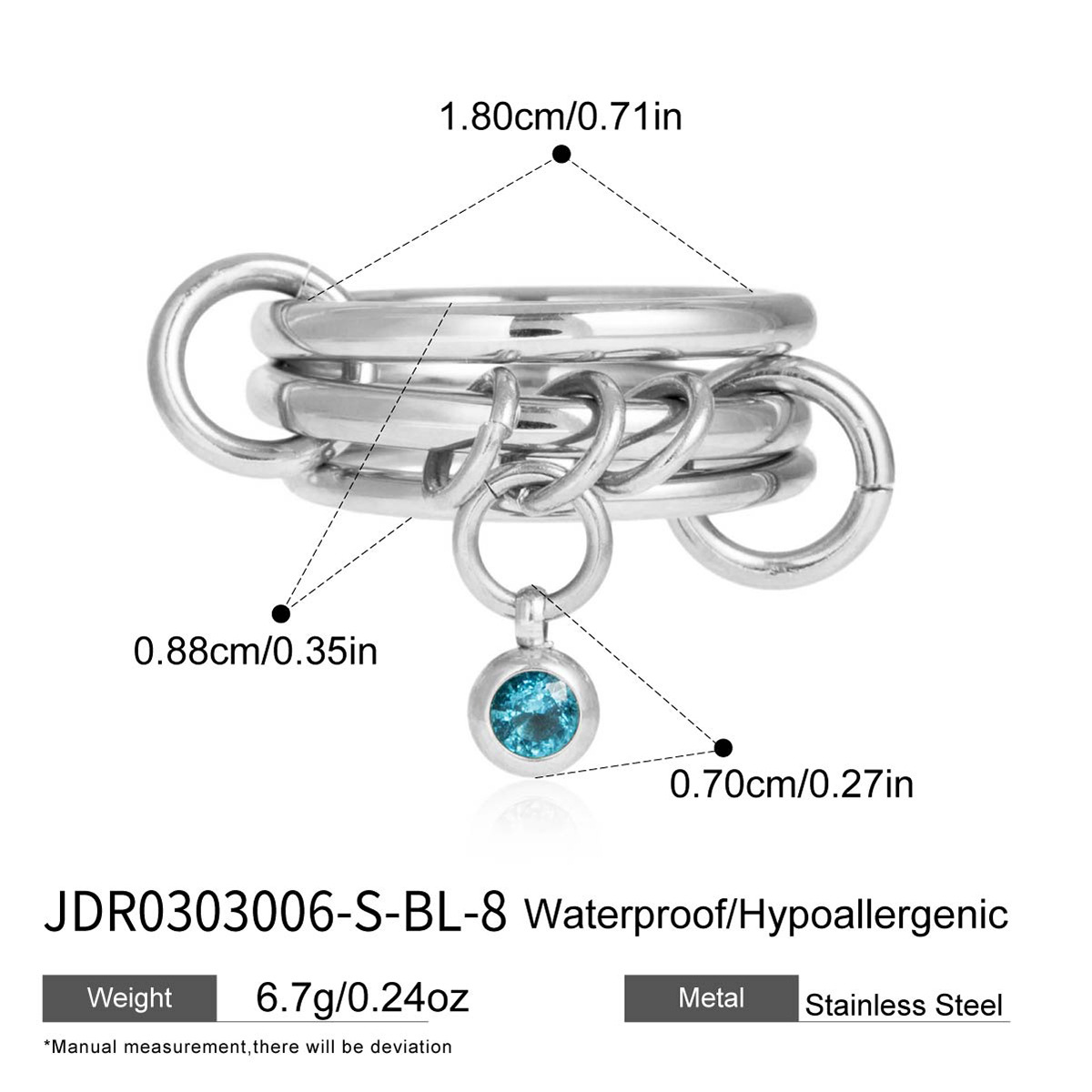 Jieding multi-layer stacking ring titanium steel pearl jewelry women stainless steel accessories