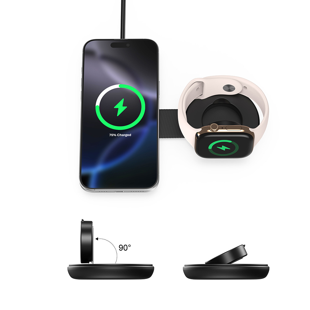 Foldable Qi2.2 certified three-in-one magnetic wireless charger 25W watch 5W foldable wireless charger stand