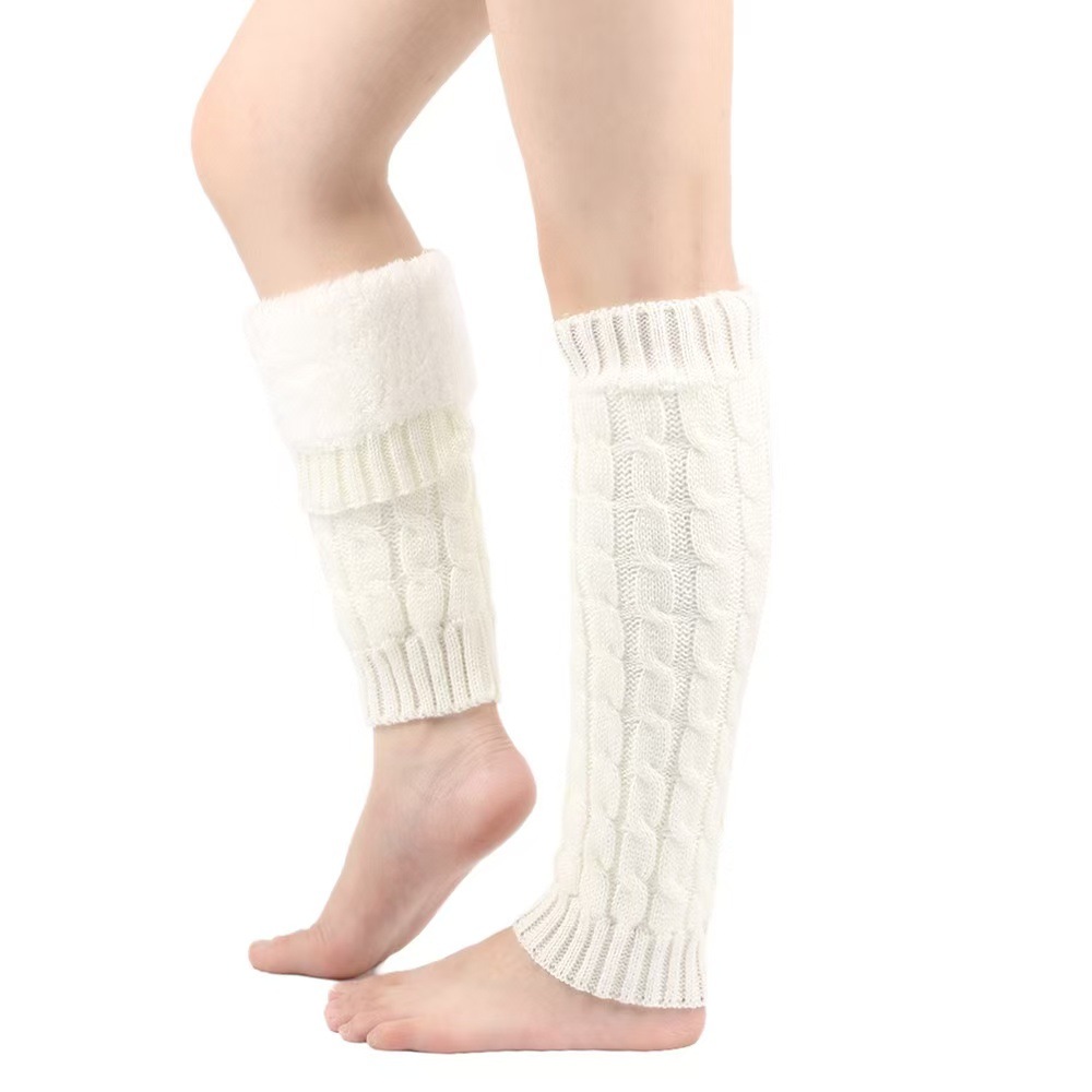 Fleece Lined Yarn Sock Cuff Warm Stacked Socks Women's Leg Warmers Foot Warmers Knit Cable Knit Leg Warmers