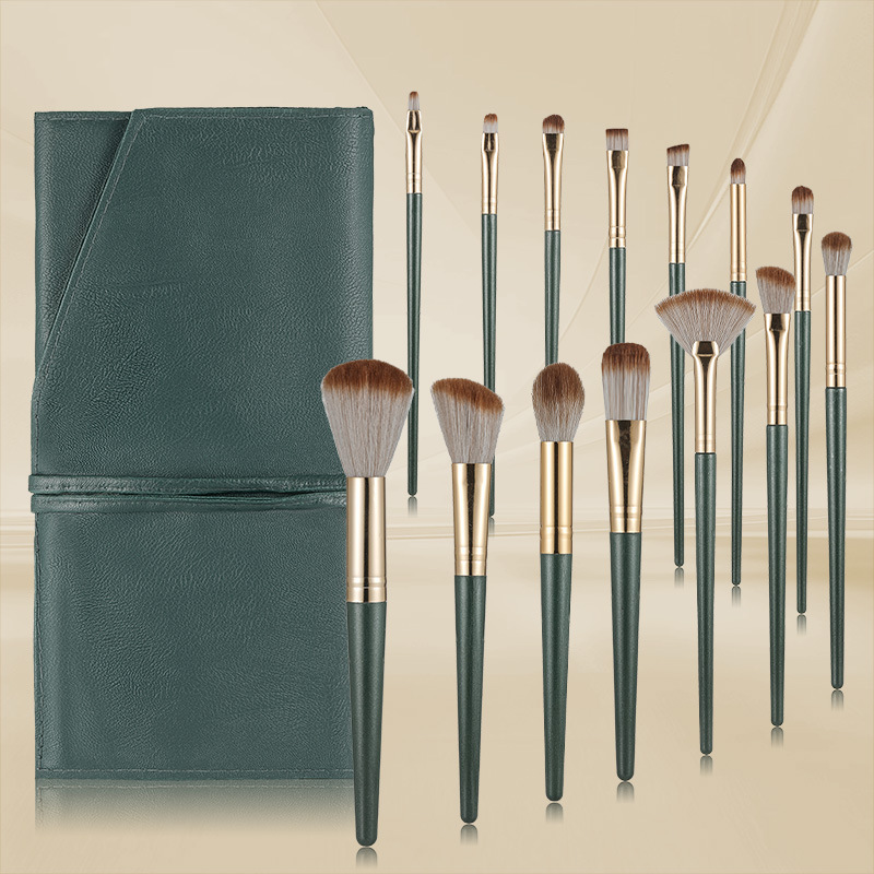 14-piece green cloud makeup brush set ultra-soft beginner full set powder brush foundation brush makeup tool
