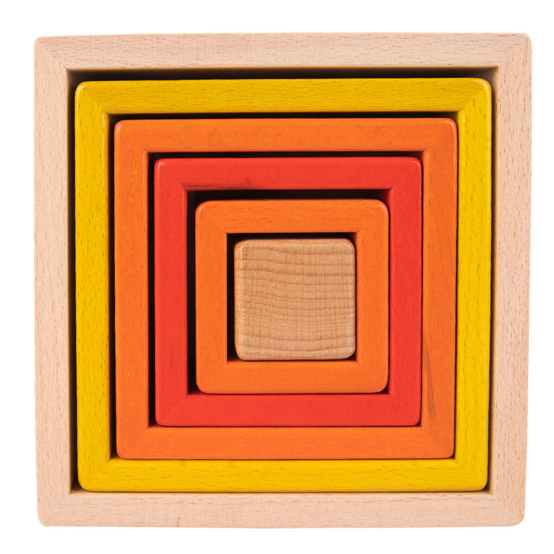 Children's Early Education Educational Beech Large Rainbow Building Blocks Color Shape Cognition Versatile Assembly Wooden Toy