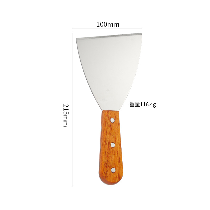 Stainless steel teppanyaki cooking spatula, Western pizza spatula, hand-grabbed cake press, pancake tool, stir-fry ice spatula