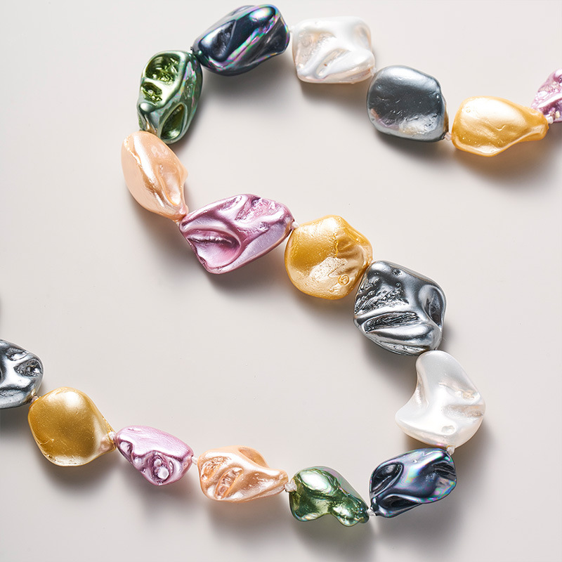 Jewelry Irregular Baroque Pearl Necklace for Women, Plated Tooth-Shaped Beads, Imitation Baroque Style Shell Pearl Accessories