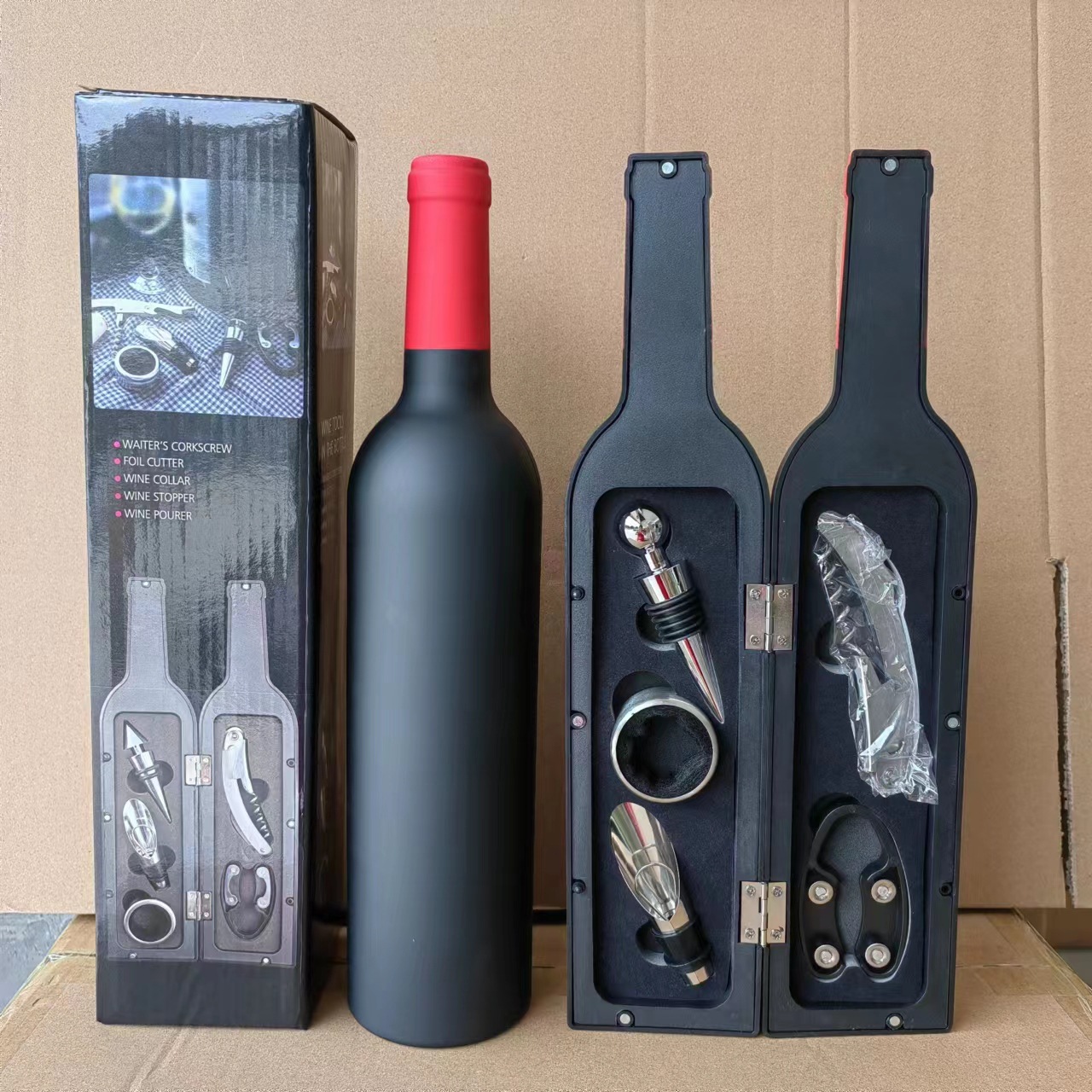 Red Wine Tool Red Head Matte Bright Large Wine Bottle Five-Piece Set Red Wine Tool Box Opener Wine