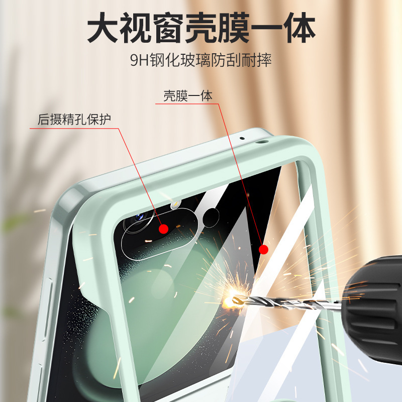 For Samsung Galaxy Z Flip6 Ring Case Official Outer Screen Tempered Film Z Flip5 Phone Case