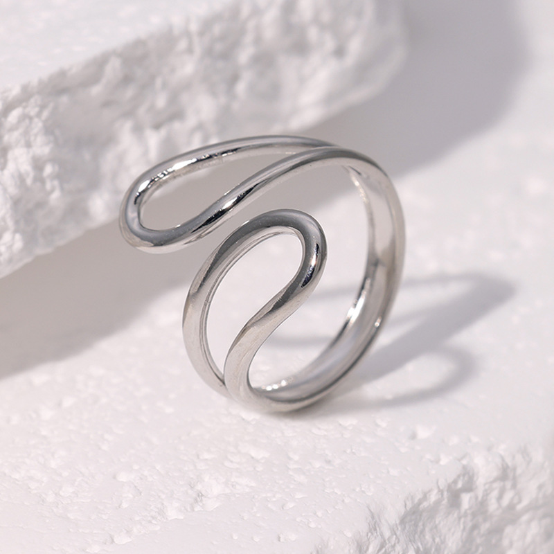 Stainless steel ring women simple style niche line open ring titanium steel ring hand jewelry