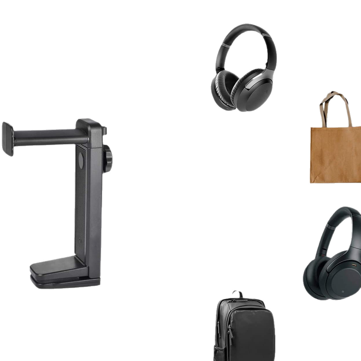 Resin headphone stand with desk clamp, rotating headset stand, 360-degree rotating headphone stand, simple headphone stand