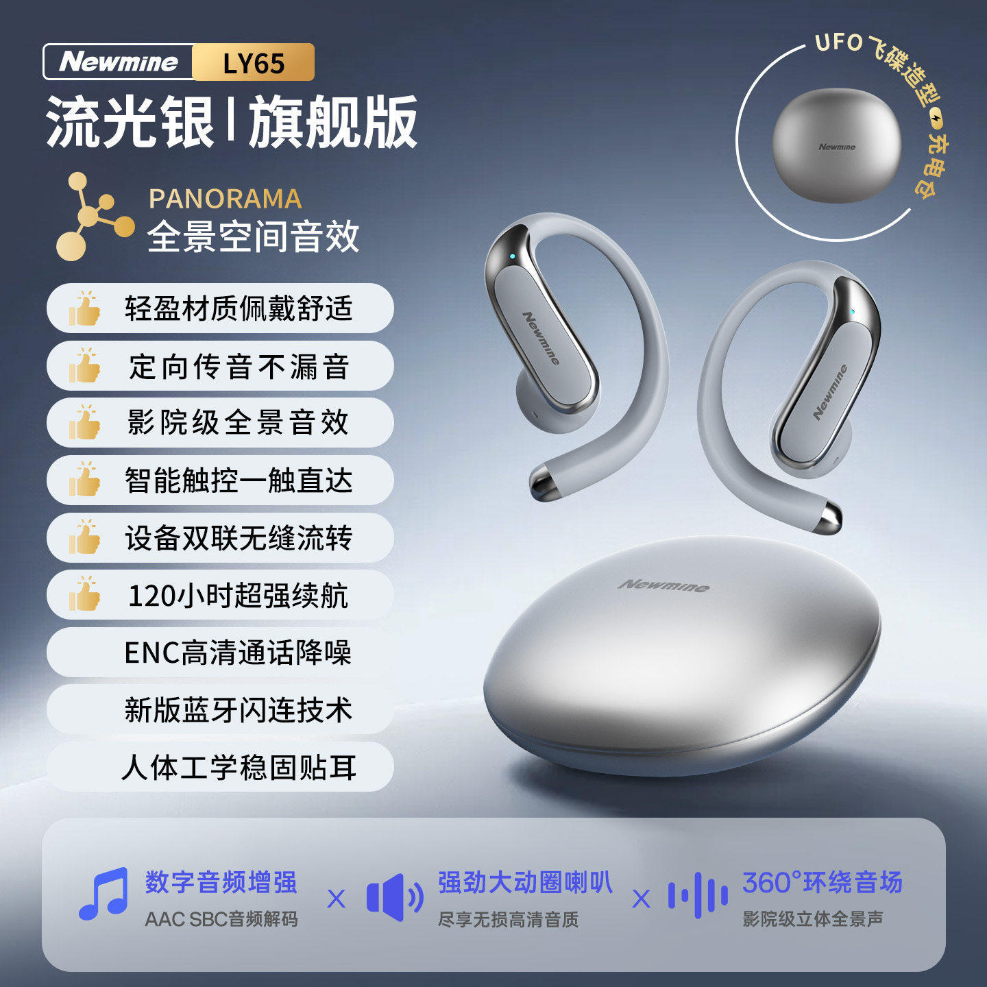 Newman LY65 Bluetooth Earphones Wireless Ear-hook 2026 New Sports Running Noise Reduction Ultra-long Battery Life Open Ear