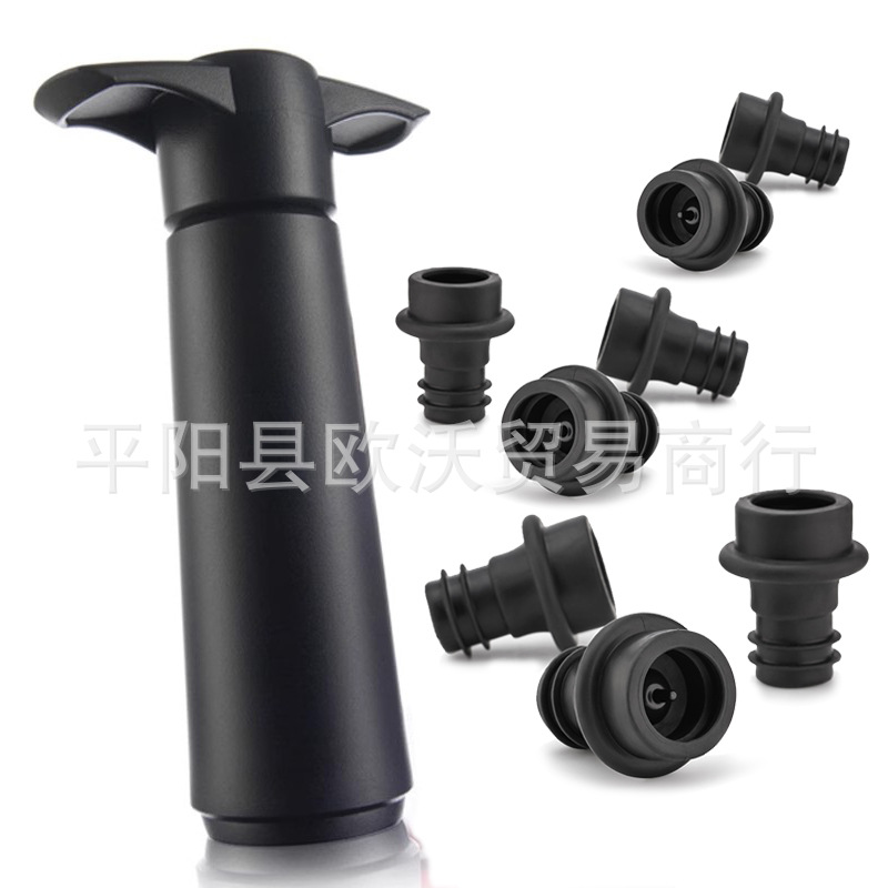 Plastic red wine vacuum multifunctional air pump bottle stopper metal air pump black wine stopper
