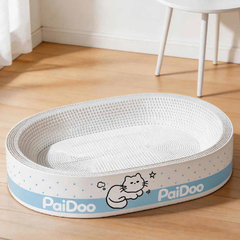 White Cardboard Cat Scratch Board and Cat Bed, Scratch-Resistant, No Shedding, Wood Pulp Corrugated Paper, Extra Large, All-Season New Cat Claw Basin