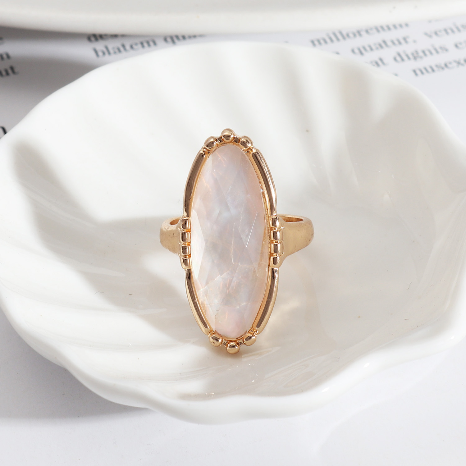 Design Development Wind Accessories Faceted Abalone Shell Exquisite Simple Ring Women