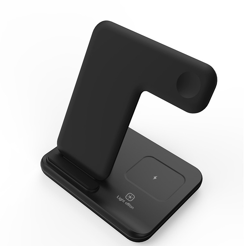 Three-in-one wireless charger vertical desktop stand wireless charger for phones watches earphones fast charging 15W