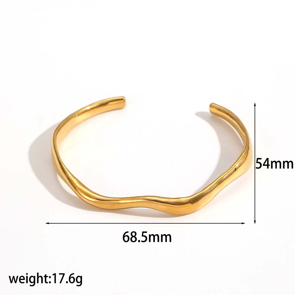 INS style irregular titanium steel open bangle niche 18k gold plated stainless steel bangle