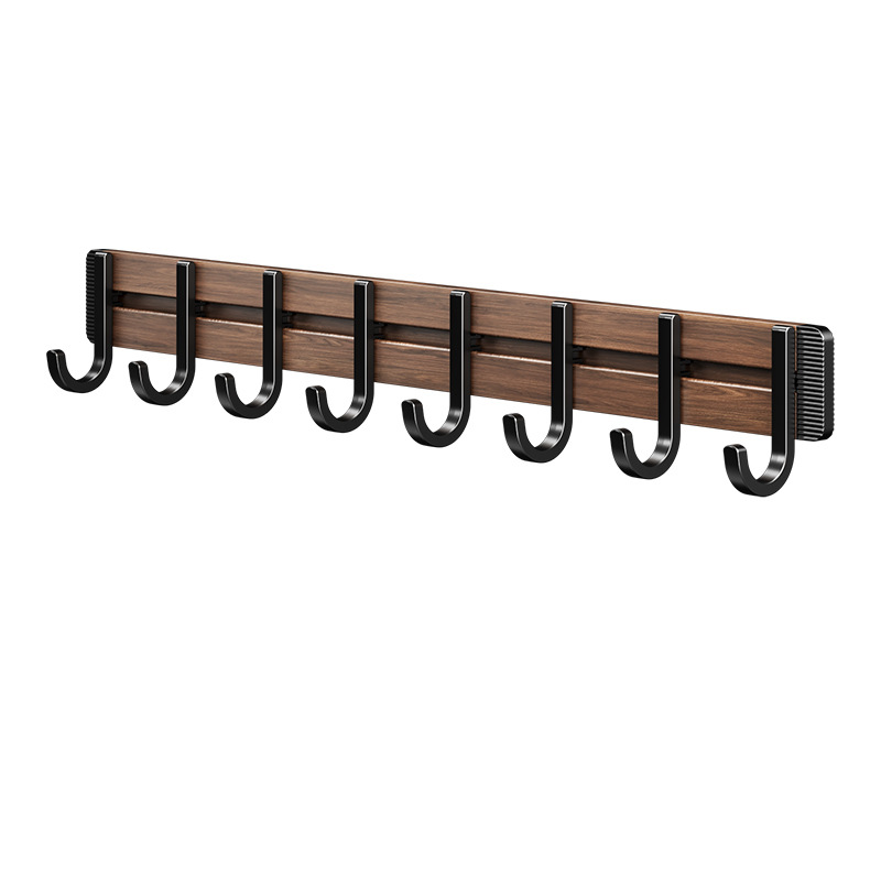 Kitchen Storage Hooks, No-Drill Clothes Hooks, Walnut-Finish Adhesive Hooks, Bathroom Organization Hooks, Coat Hooks, Behind-the-Door Hooks