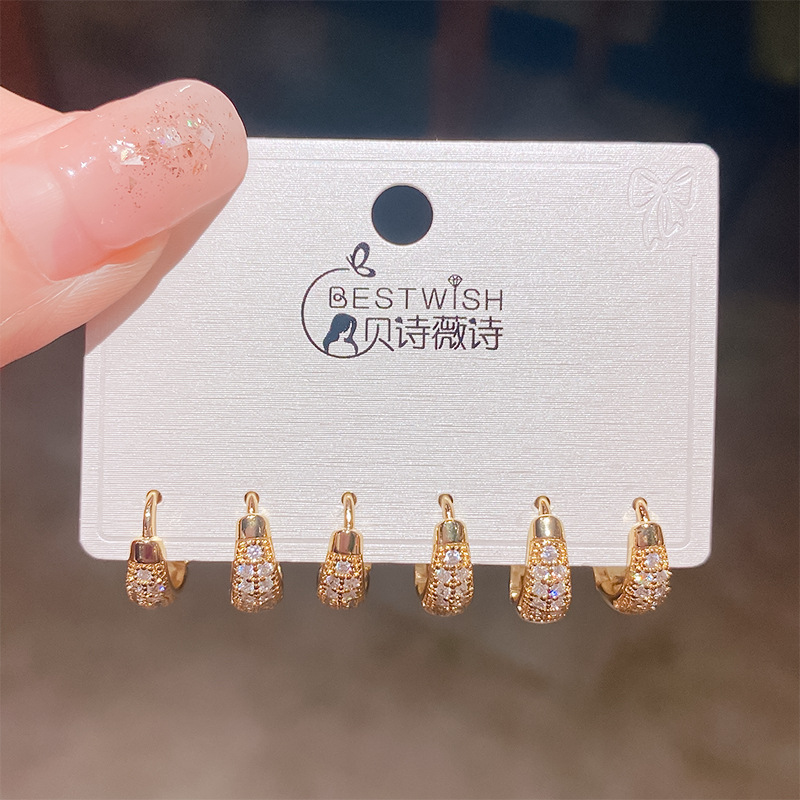 2025 new smooth geometric round zircon circle ear cuffs, simple earring hoop accessories