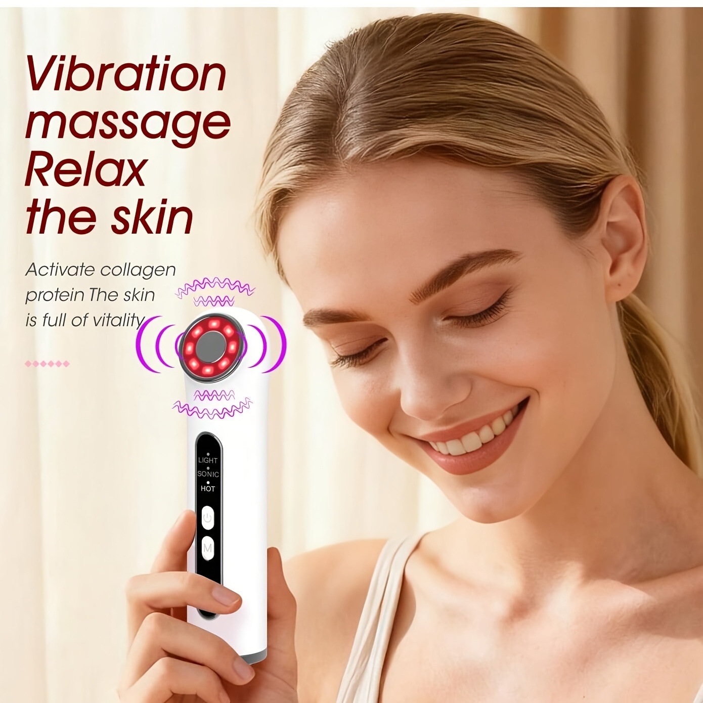 Beauty device facial massage ice compress导入仪 red light skin rejuvenation lifting and firming exclusive supply