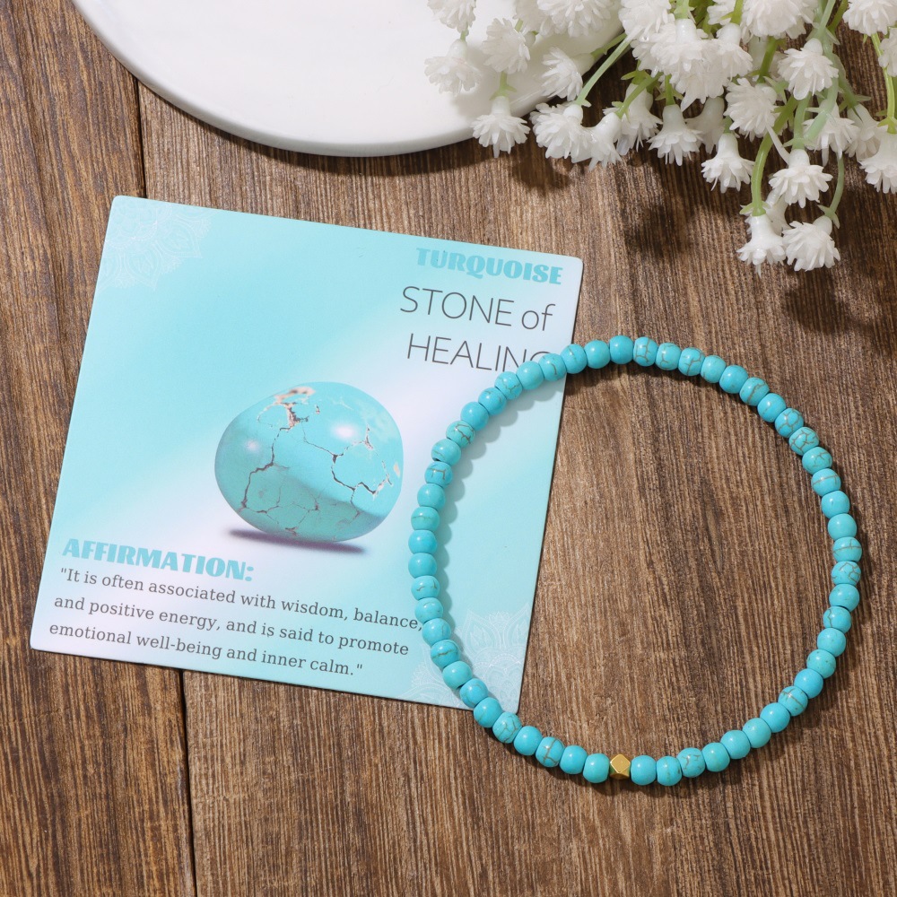 4mm stone bead bracelet simple gold bead card pack fresh best friend couple