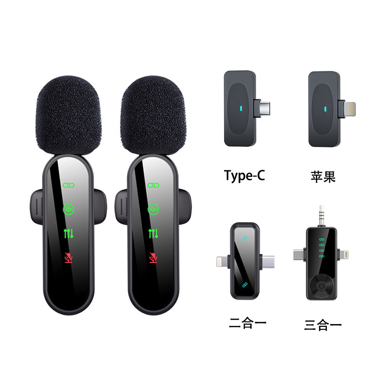 Wireless Clip-on Microphone, Recording Studio Level, for K歌 and Live Streaming, Mini Portable Bluetooth Microphone