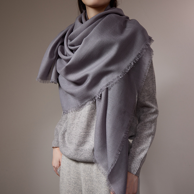 Inner Mongolia direct purchase 80s Australian wool scarf plain color shawl solid color cape two-in-one lightweight