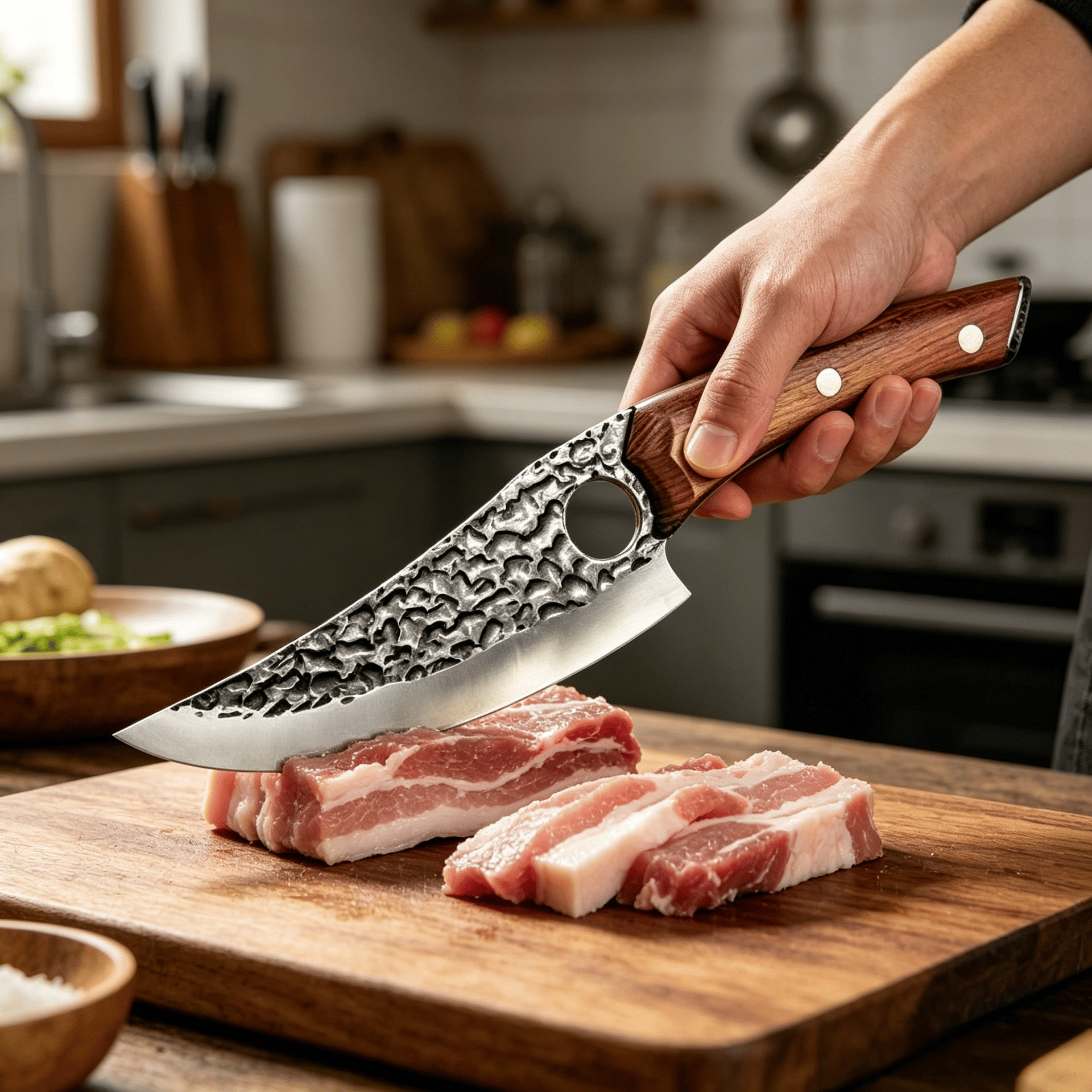 Hand Forged Knife Boning Curved Knife Outdoor Portable Camping Meat Knife Butcher Knife