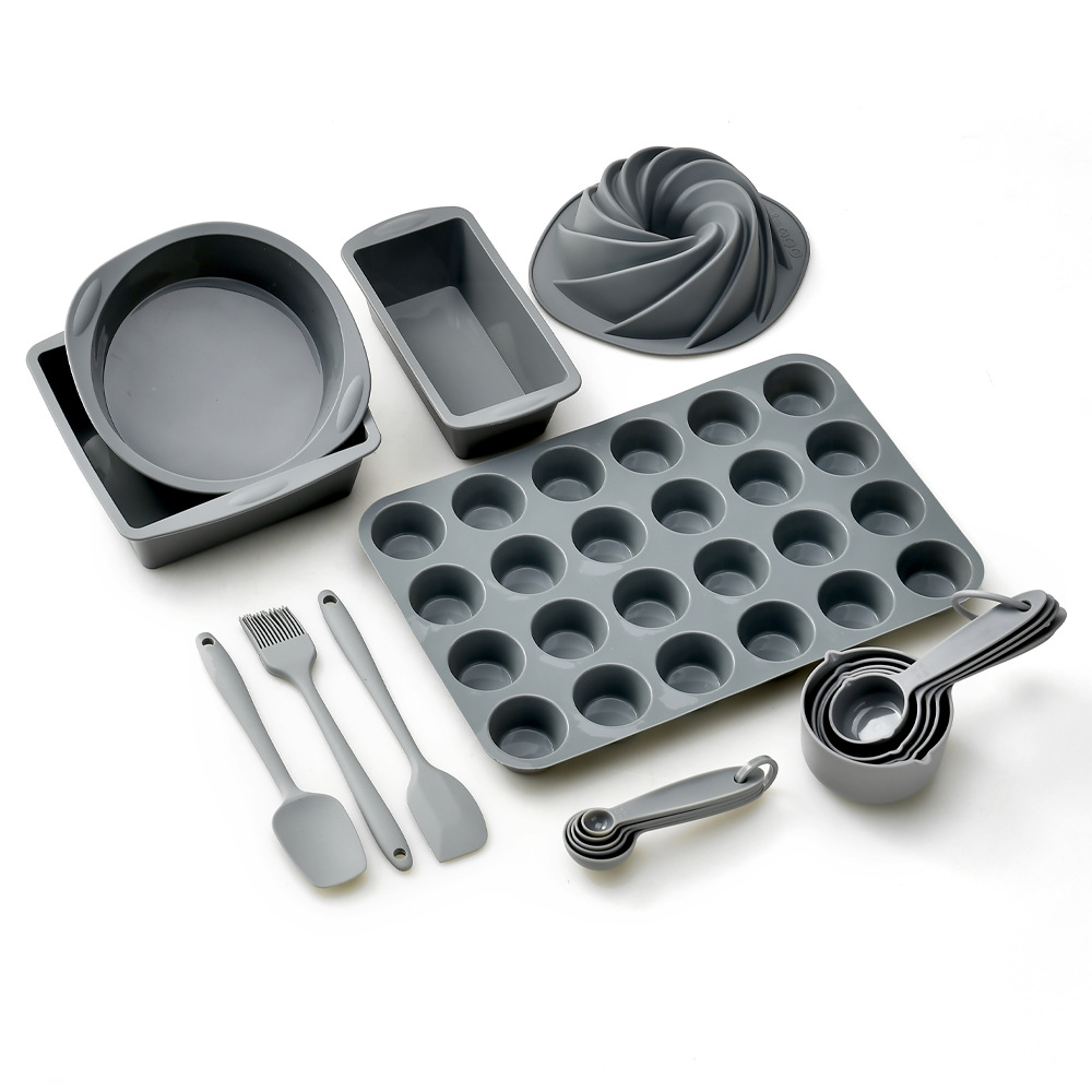 High Temperature Resistant Baking Supplies Rectangular Baking Pan 18-Piece Set Cake Baking Toast Mold Chiffon Cake Mold