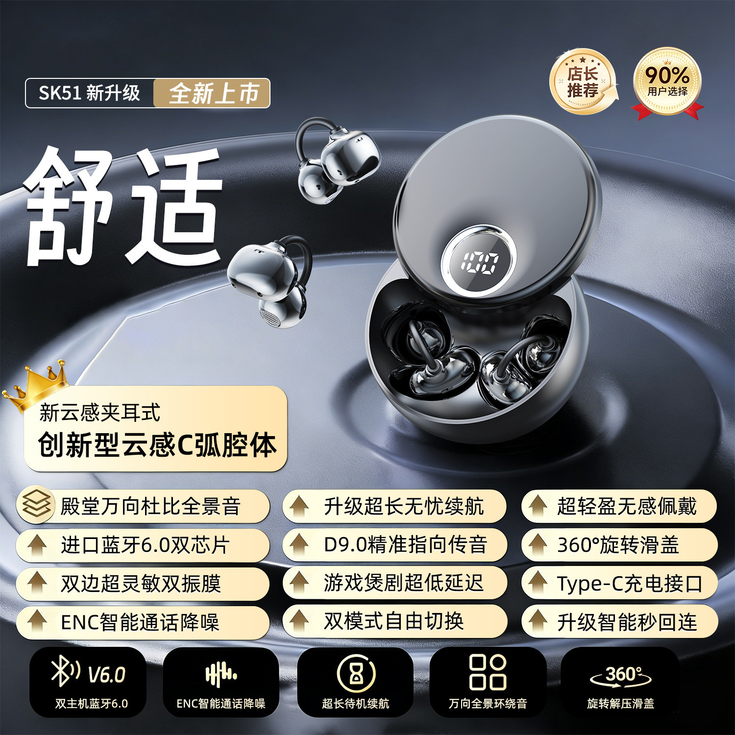 2025 New M79 Open-ear Bluetooth Headset Wireless Clip-on Open Type High Sound Quality Bone Conduction Sports Private Mold