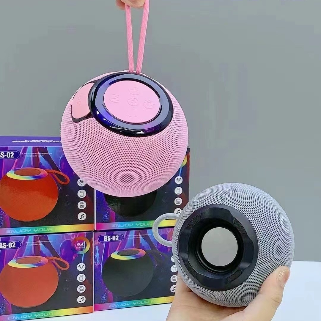 BS02 Bluetooth Small Speaker Portable Outdoor Colorful Light Card Speaker Wireless Handheld Subwoofer Speaker