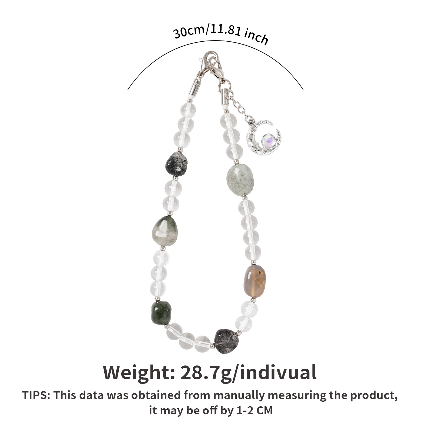 New Phone Chain Natural Stone Crystal Bead Chain Phone Lanyard