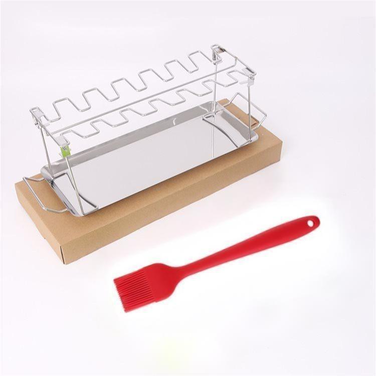Stainless Steel Portable Folding Multifunctional Leg Rack Set with Drip Tray BBQ Grill Net BBQ Roast Meat Vegetable Plate
