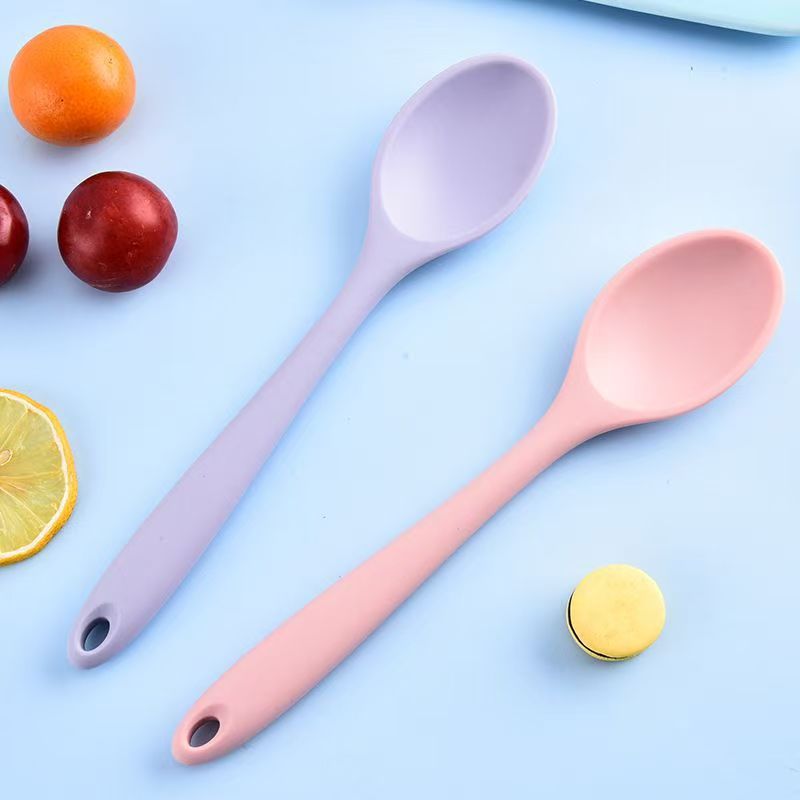 Integrated silicone mini spoon, food-grade, non-stick pan, stirring spoon, home baby food spoon, multi-color mixed batch