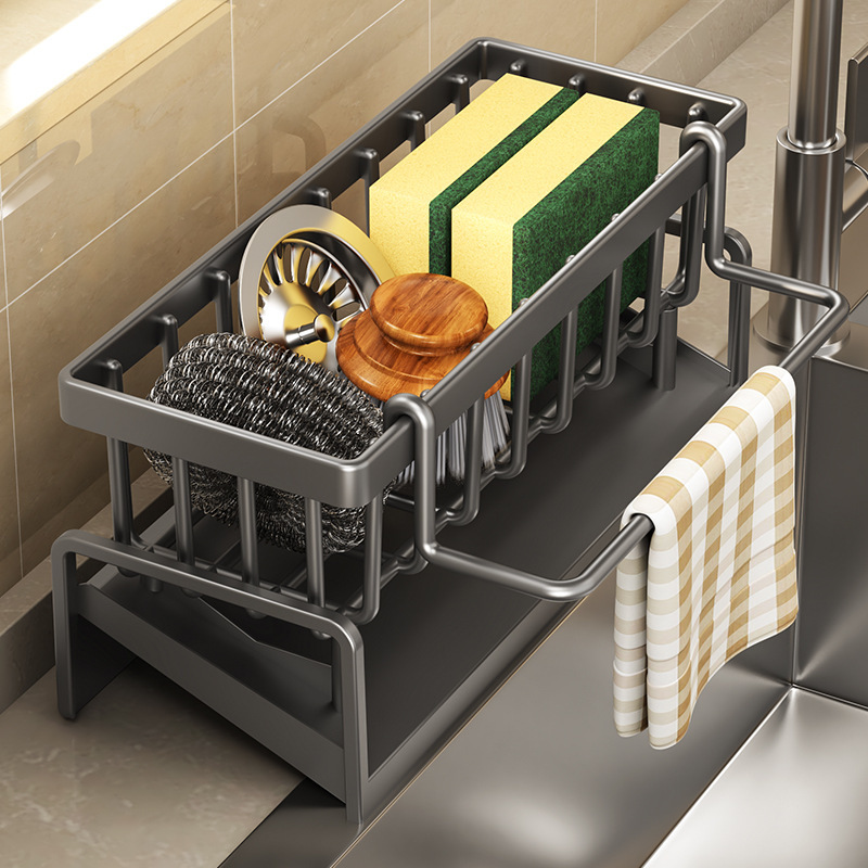 Kitchen Drain Rack Sponge Rack Home Sink Cloth Rack Countertop Cloth Sponge Drain Rack Shelf Storage