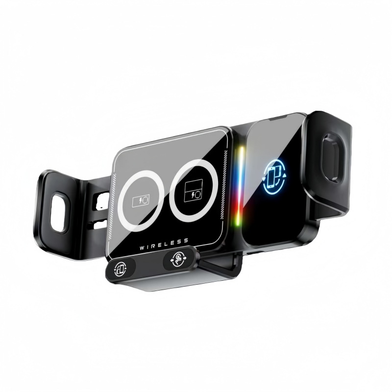 Folding screen car phone mount for car air vent navigation support stand, large screen wireless charging phone holder