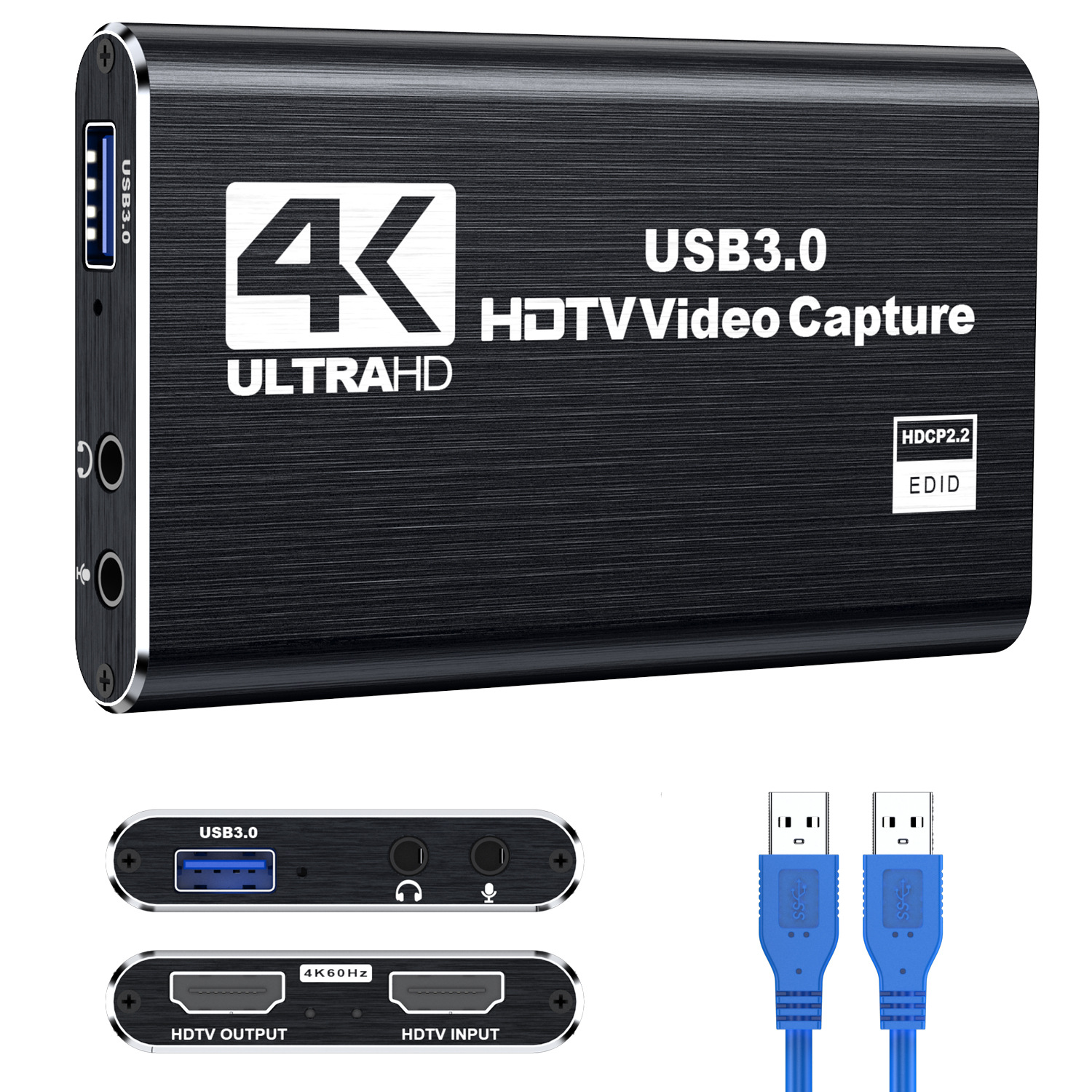 HDMI Capture Card 4K Video Live Streaming USB 3.0 Data Camera PS4 Game Console Set-Top Box Recording to Computer