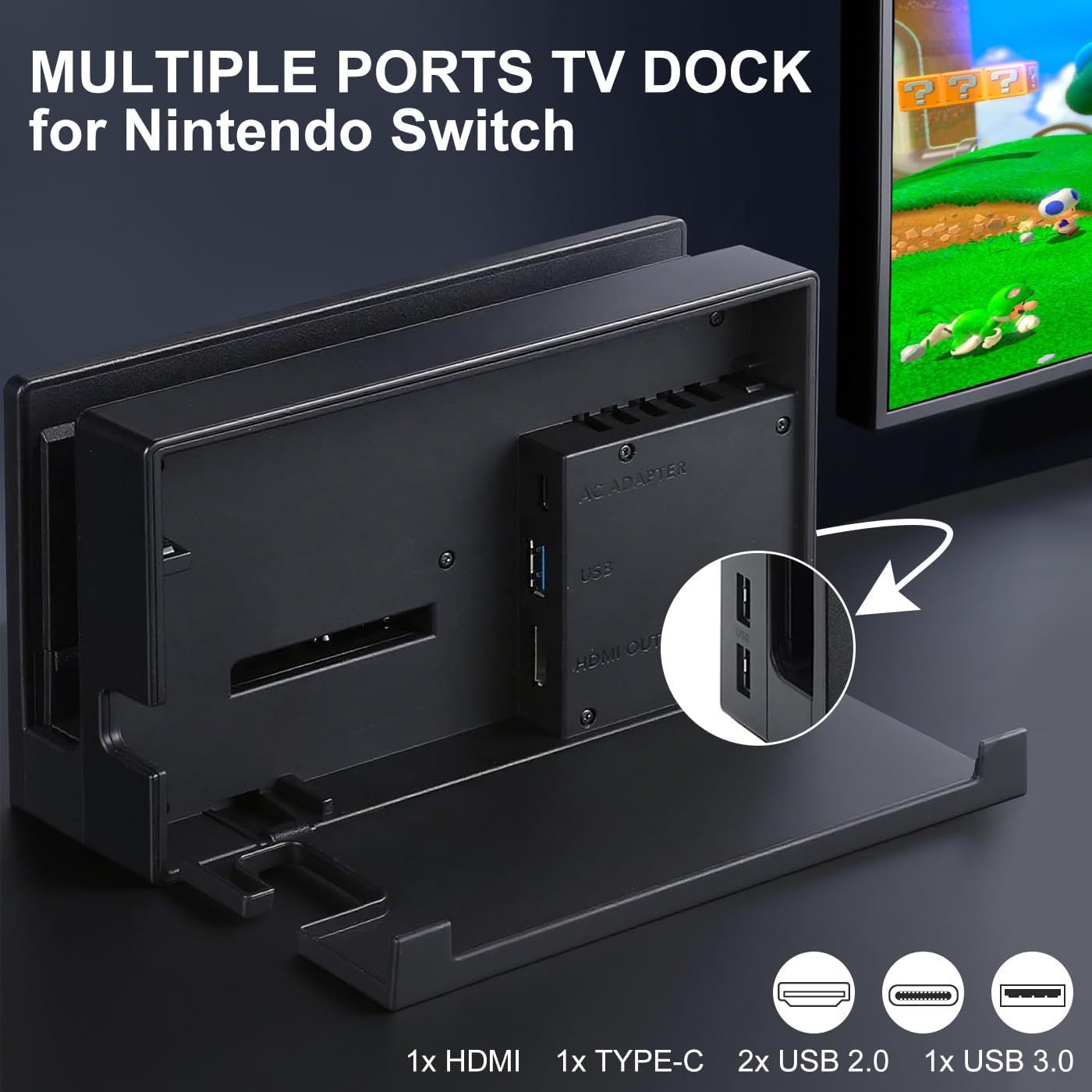 Compatible with Switch 1st generation charging dock, TV dock base set, portable HDMI cable, heat dissipation base