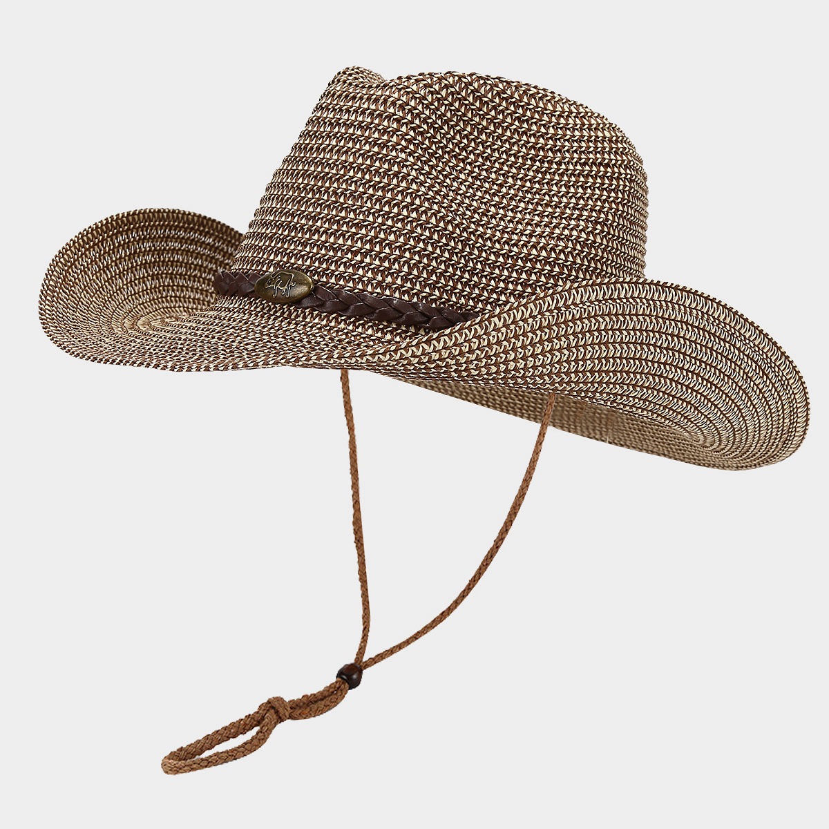 Spring/Summer New Outdoor Hat with Moldable Brim, Wide Brim Sun Hat for Men and Women, Western Cowboy Style Straw Hat Bucket Hat