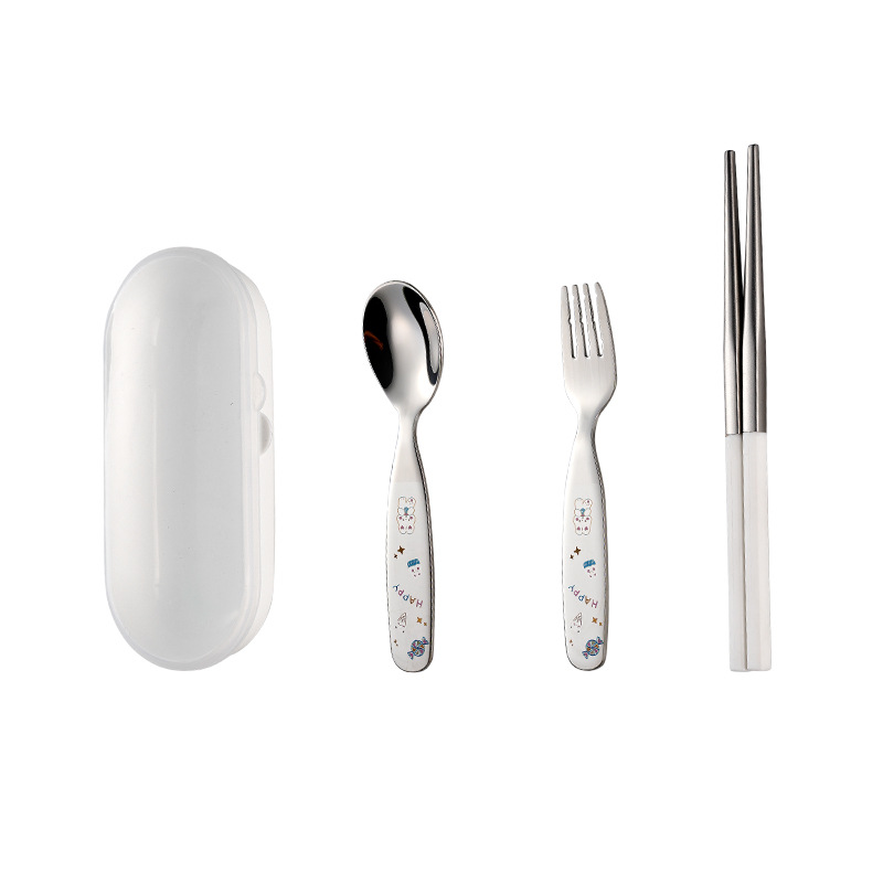 Color carved 304 stainless steel children's spoon kindergarten cartoon baby food spoon feeding spoon household