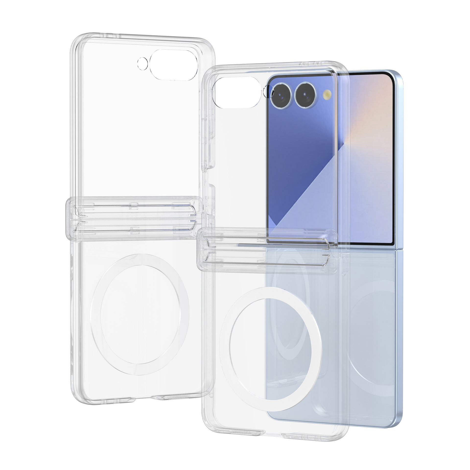 For Samsung Z Flip7 Middle Axis Electroplated Magnetic Phone Case Full Coverage Hinge Anti-Drop Z Flip6/5 Protective Case