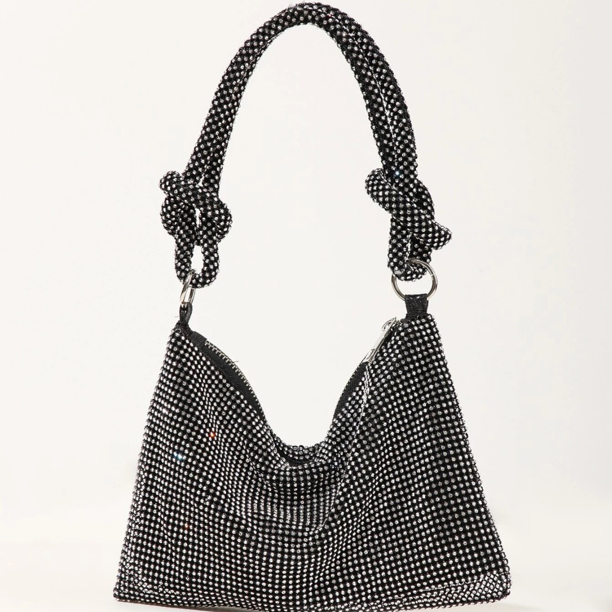 Crystal-embellished evening bag, handmade banquet dress bag, sparkling knot crystal bag, party bag, clutch bag