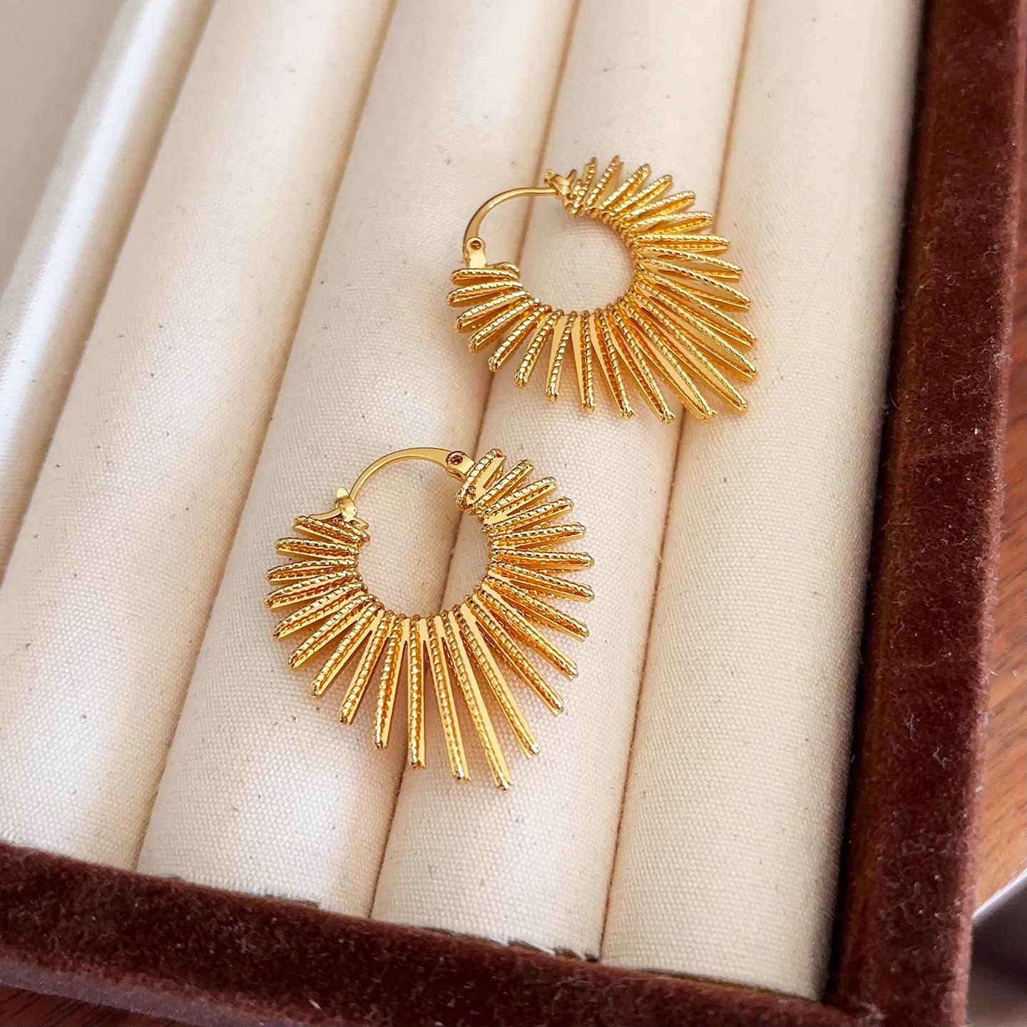 Line Heart Ear Cuff Real Gold Electroplated Exaggerated Sunflower Earrings