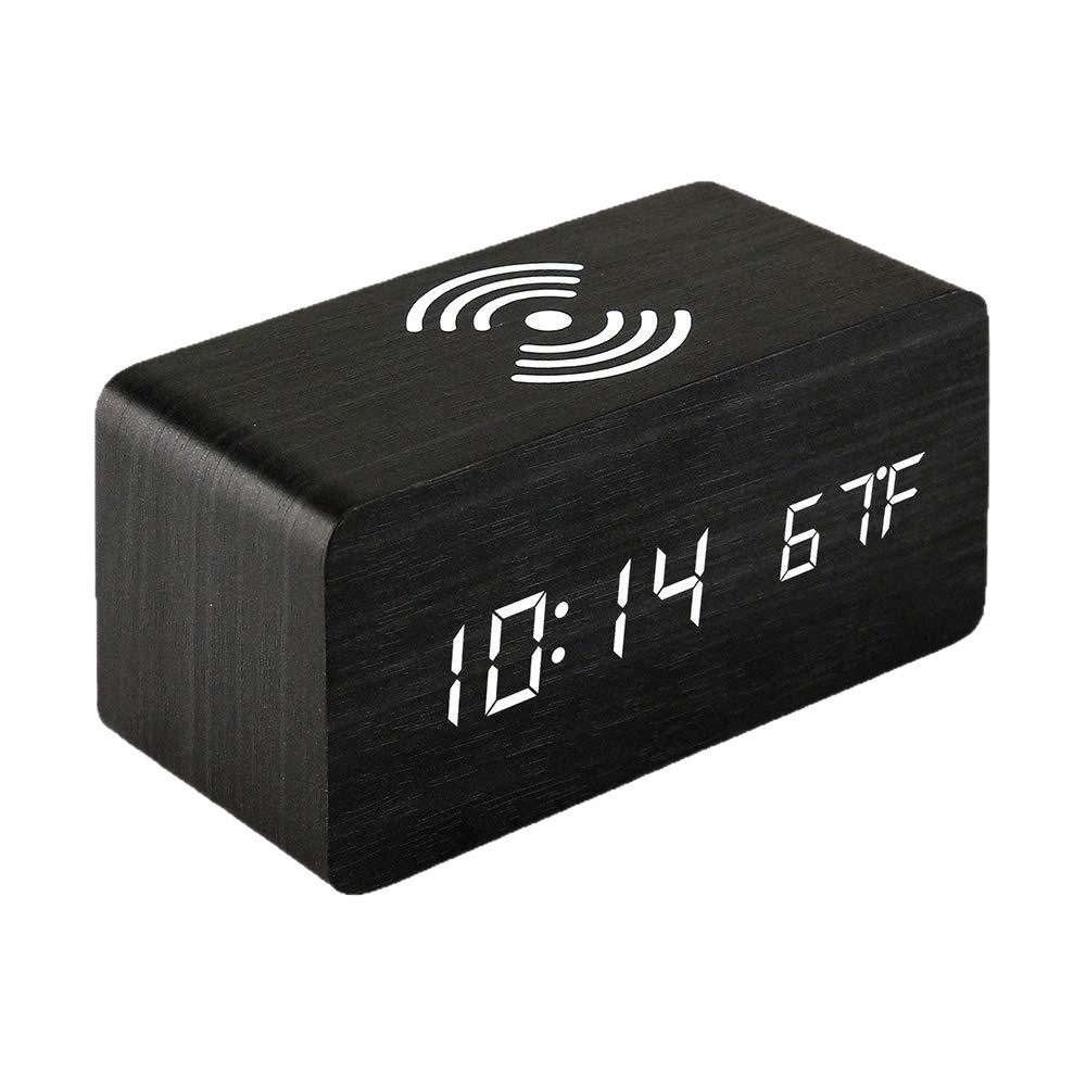 Temperature Wireless Charging Wooden Clock Digital Clock Electronic Alarm Clock LED Wireless Charging Wood Clock
