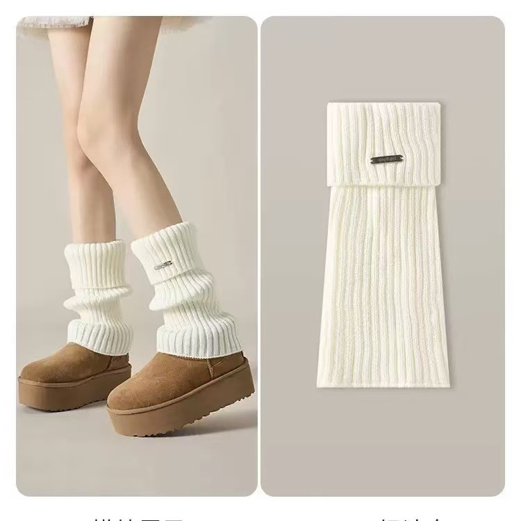 Stacked Socks Cuff Autumn Winter Knit Leg Warmers New Simple Women's Calf Shaping Cable Knit Socks