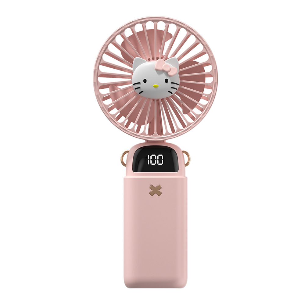 New Sanrio Cartoon Handheld Digital Display Fan Student Outdoor Portable USB Charging Desktop Aromatherapy Small Fan